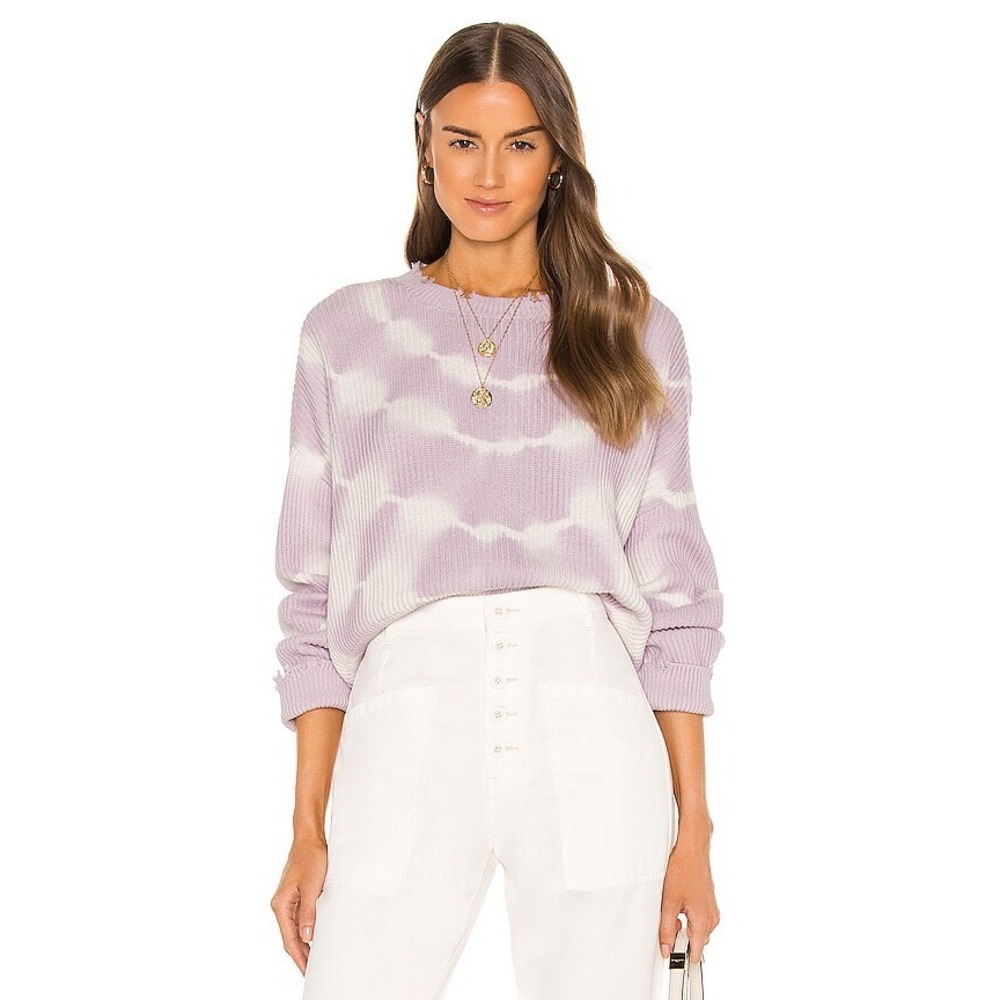 Pistola Eva Cropped Distressed Crewneck Sweater in Wisteria Size Medium